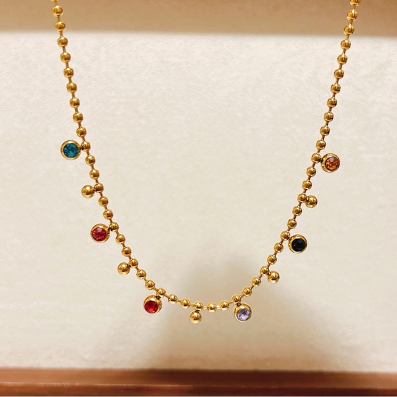 Stainless steel rainbows 🌈 stones necklace - Picture 4 of 10